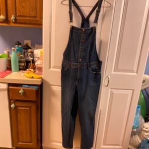 Black Daisy Denim Stretch Overalls NWOT Size XL!